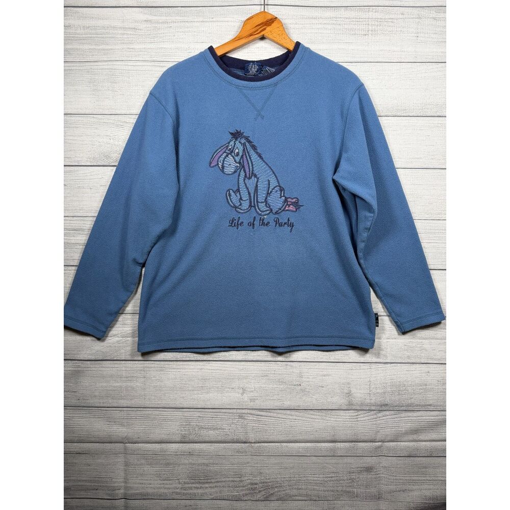 Pooh Eeyore Women's Large Blue Fleece Life of the Party Pullover 4374